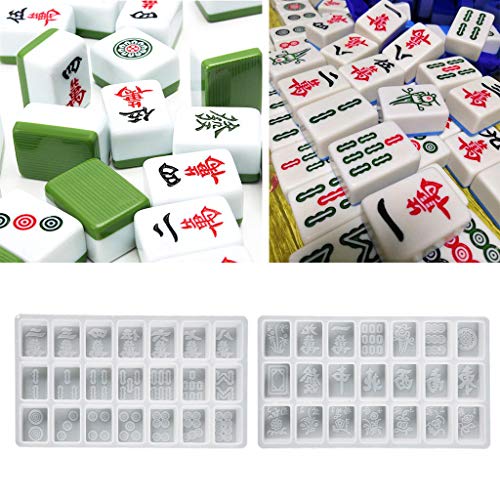 W-LOVE Mahjong Dice Epoxy Resin Casting Mold Resin Silicone Molds for DIY Craft Project Mahjong Game Set, Multicolor W-LOVE