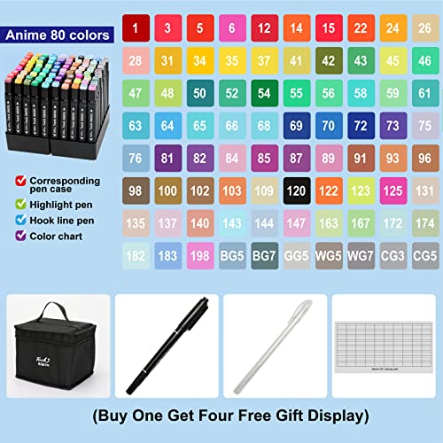 Oushgo 80 Colors Alcohol Markers Pen Set Dual Tip Markers Twin for Teens Adult C