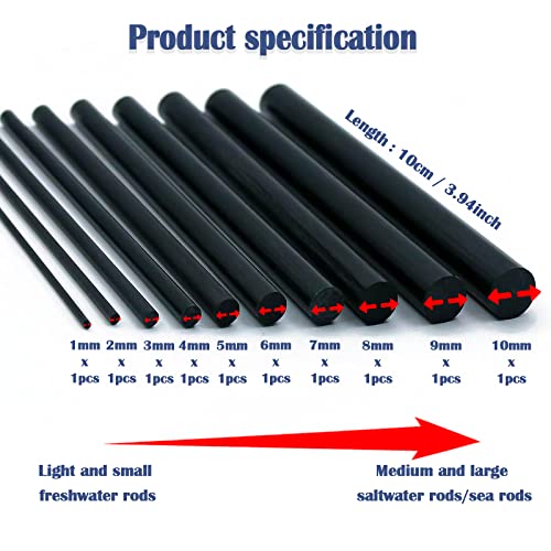 FishTrip Fishing Rod Repair Kit Complete with Epoxy,10pcs Carbon Fiber Sticks Pole Building Kit, AB Glue, Wrapping Thread for Saltwater Freshwater FishTrip