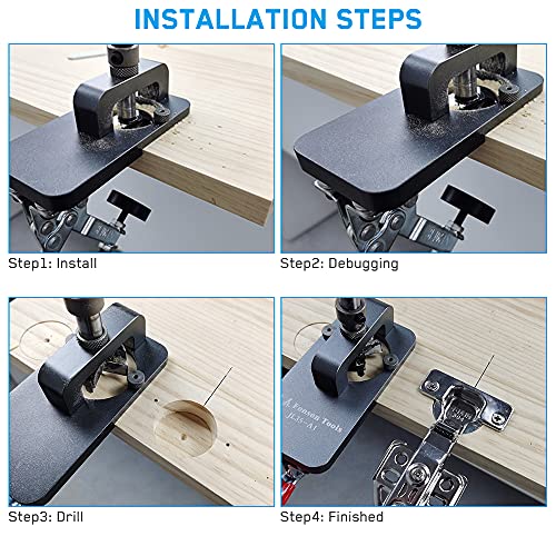 KKUYT 35mm Concealed Hinge Jig, Accurate Locking Hinge Drilling Jig Hole Guide Hole Puncher Locator Woodworking Tool for Door Cabinets Hinges - WoodArtSupply