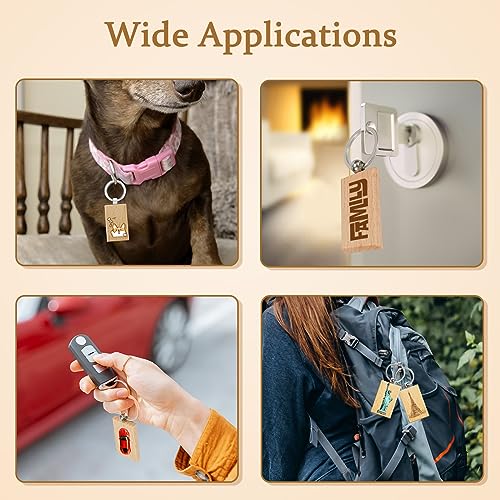 Wood Engraving Blanks Wooden Keychain Assorted Shape Unfinished Wooden Key  Tag with Ring for DIY Gift Craft Accessories (20 Pcs)