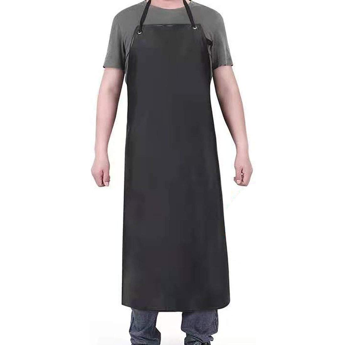 PUPOPIK Waterproof Rubber Vinyl Apron 40" -Stay Dry - Chemical Work Apron Durable with Adjustable Apron for Dishwashing (BLACK-1PACK) PUPOPIK