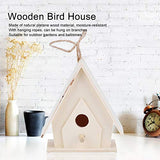 Outdoor Bird Houses, Wooden Birdhouse, 4Pcs Mini Hanging Wooden Bird House with Pole, Bird Nests Cage Ornament Crafts, for Garden Courtyard Decor Haofy