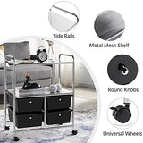 Yaheetech Rolling Storage Cart with 4 Drawers 2 Shelves Plastic Trolley on Wheels for Home Office School Beauty Salon, Black Yaheetech