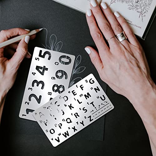 INFUNLY Metal Number Alphabet Stencils Mixed Letter Number Stencils Stainless Steel Number Alphabet Template for Painting Wood Carving Drawings INFUNLY