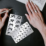 INFUNLY Metal Number Alphabet Stencils Mixed Letter Number Stencils Stainless Steel Number Alphabet Template for Painting Wood Carving Drawings INFUNLY