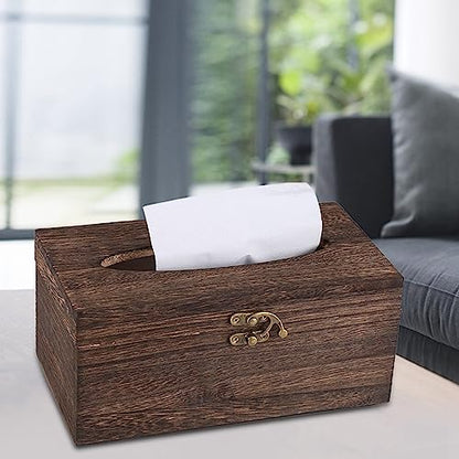 Gavigain Wooden Tissue Box, Modern Paper Facial Square Tissue Box, Unfinished Wood Tissue Box Cover for DIY Custom Design, Paper Napkin Holder Case