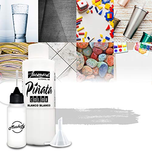 Jacquard Pinata White Alcohol Ink Made in USA - Blanco Blanco Color 4fl oz - Works Great with Resin and Yupo - Pinata Alcohol Inks - White Ink - WoodArtSupply