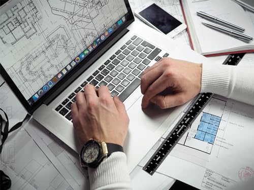 Zotemo Metal Ruler Kit 12 Inch and 6 Inch, Stainless Steel Rulers with Centimeters, Inches and Conversion Table for Office and School, 2 Pack Zotemo