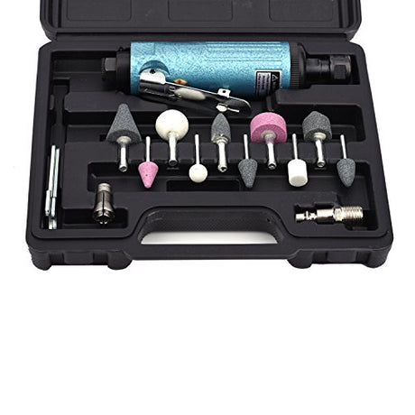 SHININGEYES Air Die Grinder with 1/4" and 1/8" Collets Air Compressor Tool, Air Straight Grinder and Air Angle Grinder (straight grinder) SHININGEYES