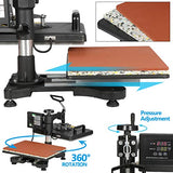 F2C 12" x 15" Heat Press Machine Pro 6 in 1 Swing Away Digital Heat Transfer Sublimation Press Combo for T-Shirt Bag Hat Cap Mug Plate F2C
