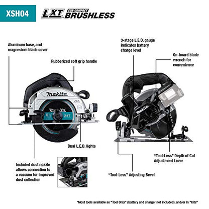 Makita XSH04ZB 18V LXT® Lithium-Ion Sub-Compact Brushless Cordless 6-1/2” Circular Saw, Tool Only - WoodArtSupply