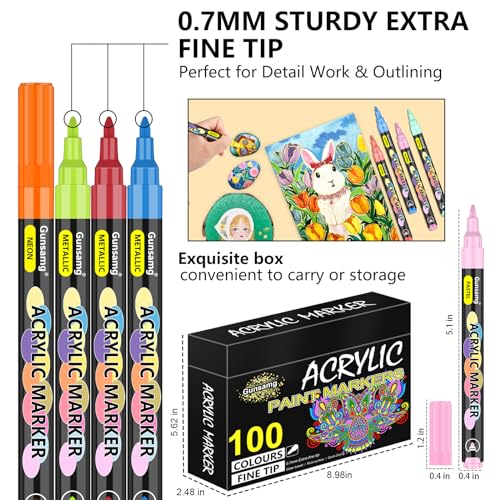 ARTISTRO Paint Pens for Rock Painting, Stone, Ceramic, Glass, Wood, Tire,  Fabric, Metal, Canvas. Set of 12 Markers for Acrylic Painting, Water-based