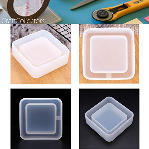 𝐂𝐫𝐚𝐟𝐭𝐂𝐨𝐥𝐥𝐞𝐜𝐭𝐨𝐫𝐬 𝐀𝐬𝐡𝐭𝐫𝐚𝐲 𝐌𝐨𝐥𝐝𝐬 for Resin Casting Resin Mold Epoxy Resin Molds Silicone Ashtray Mold Ash Tray Mold - 2PCS Round Square Shaped Craft CraftCollectors