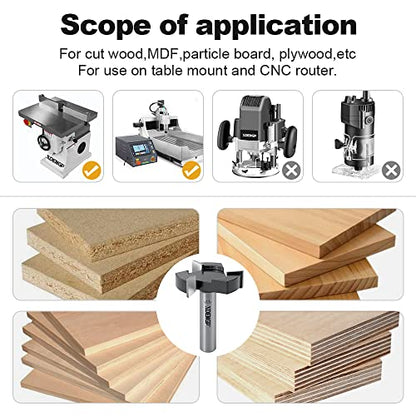 XDENGP CNC Spoilboard Surfacing Planer Router Bit 1/2 Inch Shank, 2-Inch Cutting Diameter, Slab Flattening Bottom Cleaning Wood Planing Leveling - WoodArtSupply