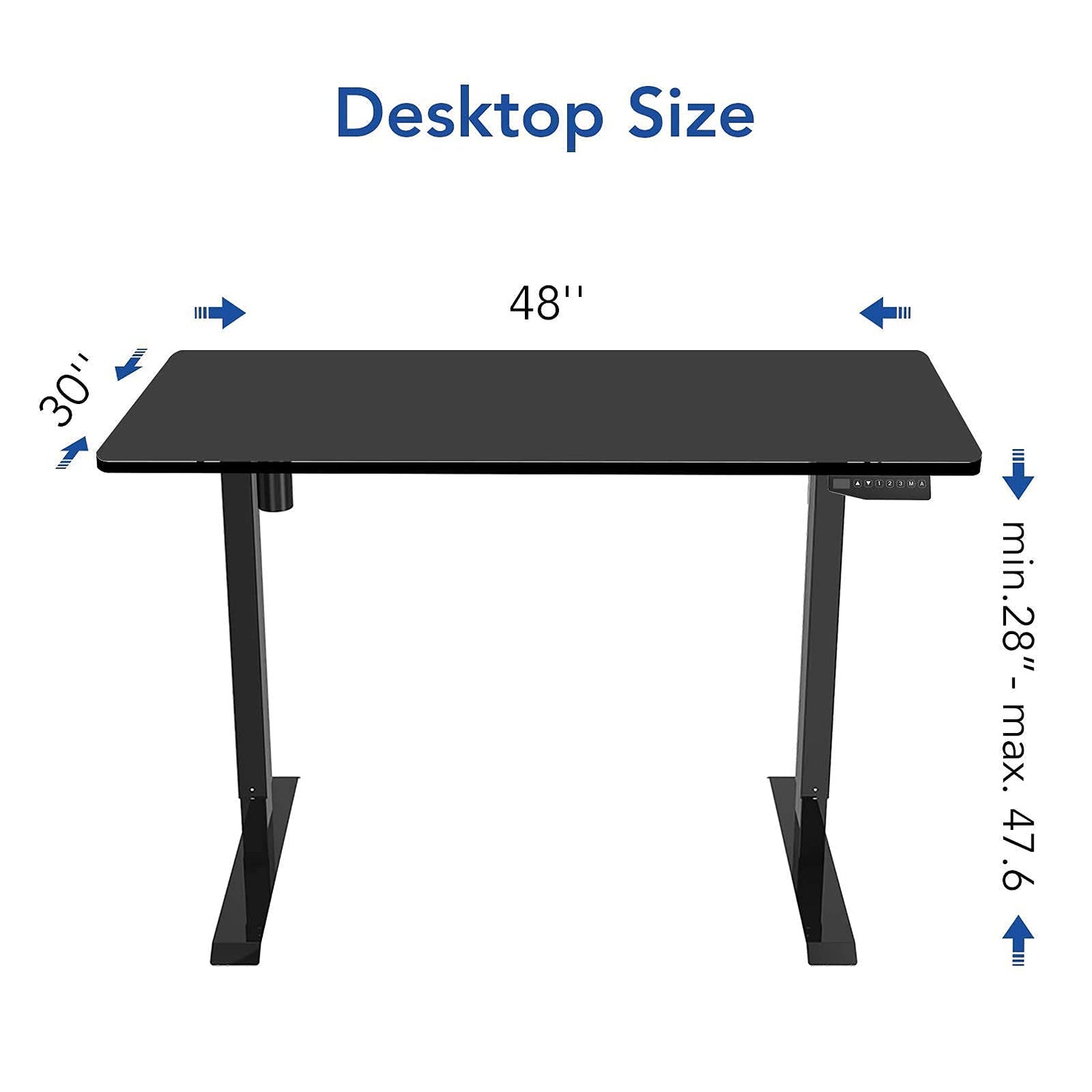 FLEXISPOT EN1 Height Adjustable Desk Black 48 x 30 Inches Whole-Piece Desktop Sit Stand Up Desk with Memory Controller Home Office Standing Desk FLEXISPOT
