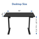 FLEXISPOT EN1 Height Adjustable Desk Black 48 x 30 Inches Whole-Piece Desktop Sit Stand Up Desk with Memory Controller Home Office Standing Desk FLEXISPOT