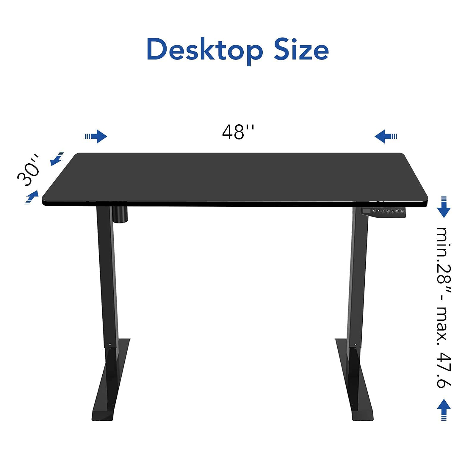 FLEXISPOT EN1 Height Adjustable Desk Black 48 x 30 Inches Whole-Piece Desktop Sit Stand Up Desk with Memory Controller Home Office Standing Desk - WoodArtSupply