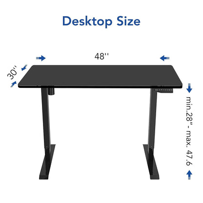 FLEXISPOT EN1 Height Adjustable Desk Black 48 x 30 Inches Whole-Piece Desktop Sit Stand Up Desk with Memory Controller Home Office Standing Desk - WoodArtSupply