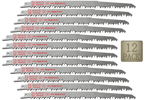 Hanida 9-Inch Wood Pruning Saw Blades for Reciprocating/Sawzall Saws - Wood Cutting Set - 12 Pack Hanida