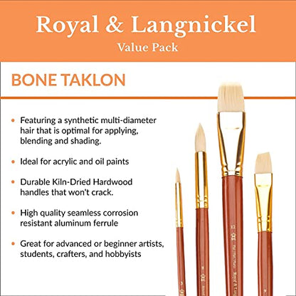 Royal Brush Manufacturing Royal and Langnickel Zip N' Close 12-Piece Brush Set, Firm Bone Taklon - WoodArtSupply