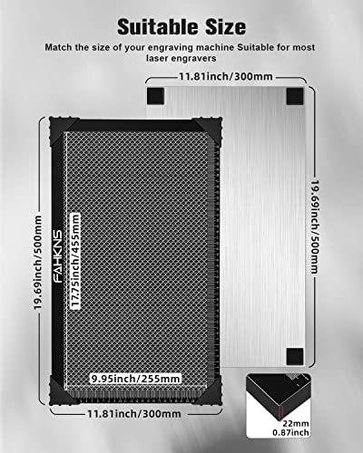 FAHKNS Honeycomb Working Table, 19.69"x11.81"x0.87" Honeycomb Laser Bed for Most Laser Engravers, for Fast Heat Dissipation and Table-Protecting with