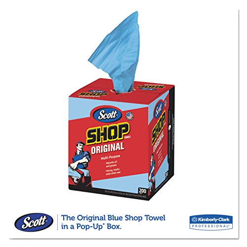 Scott 75190 Shop Towels, POP-UP Box, Blue, 10 x 13, 200/Box, 8 Boxes/Carton Kimberly-Clark