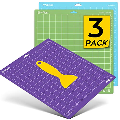 HTVRONT Cutting Mat for Cricut, 3 Pack Cutting Mat 12x12(StandardGrip, LightGrip, StrongGrip) for Cricut Explore Air 2/Air/One/Maker, Variety HTVRONT