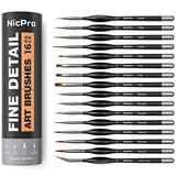 Nicpro 16 PCS Small Detail Paint Brush Set, Professional Miniature Painting Kit Fine Detail Brushes for Watercolor Oil Acrylic, Craft, Models, Rock Nicpro