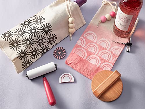 Speedball Block Printing Fabric Deluxe Kit, 14 Pieces, Includes Inks, Brayer, Bench Hook, Lino Handle and Cutters, Speedy-Carve Relief Blocks Speedball