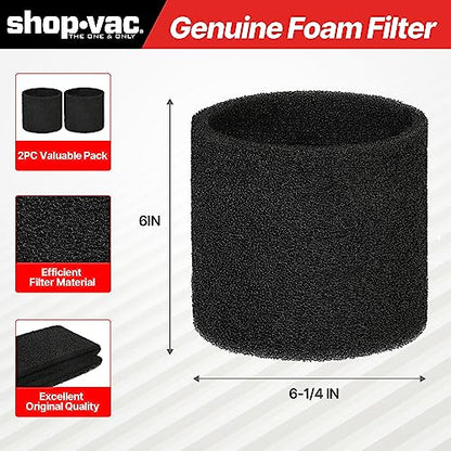 Shop-Vac 90304 Cartridge Filter and 90585 Foam Sleeve Filter, for Most Shop-Vac Wet/Dry Vacuum Cleaners 5 Gallon and Above, Brush Tool Included,