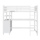 Stylish White Twin Loft Bed with Integrated Desk and Storage for Kids and Teens Bellemave