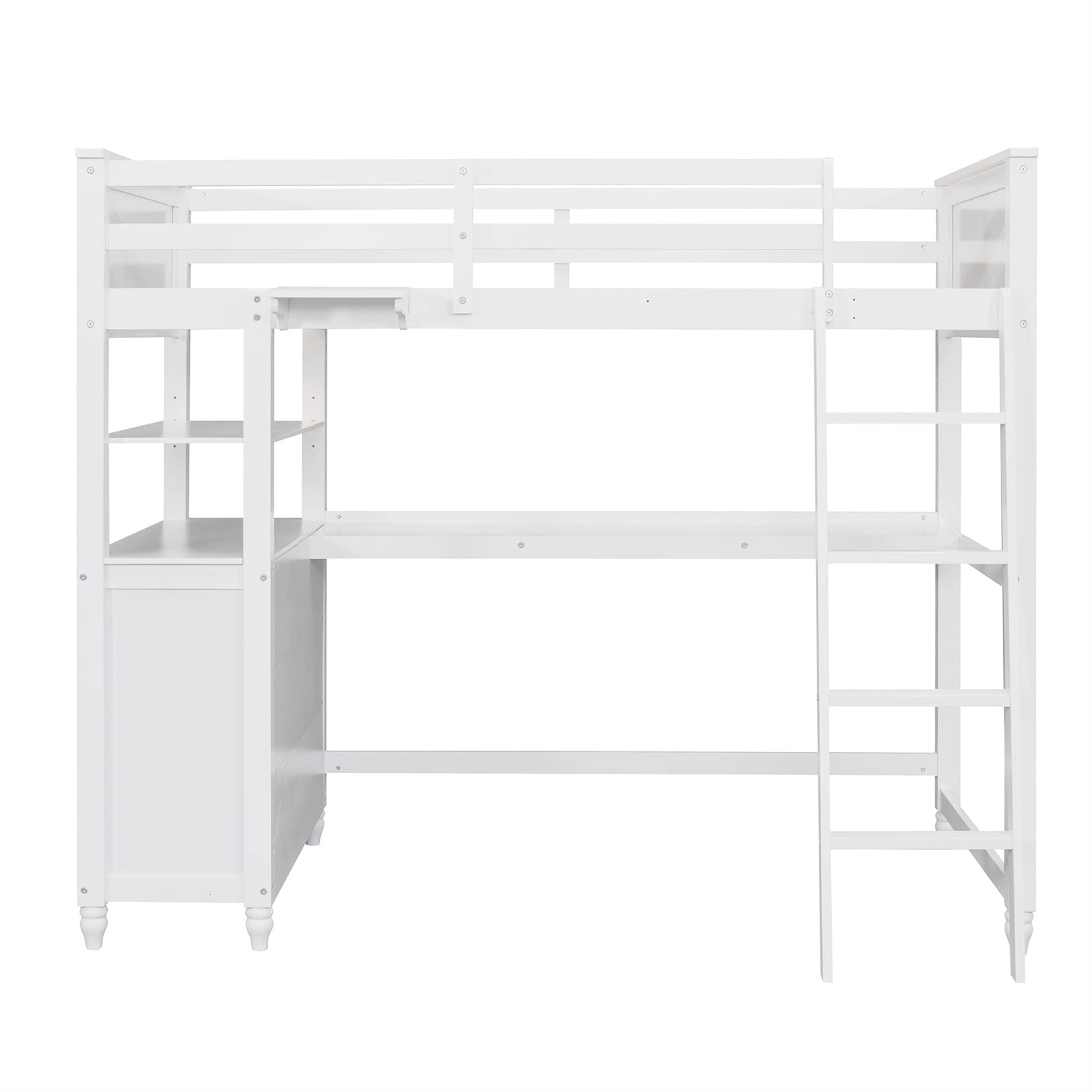 Stylish White Twin Loft Bed with Integrated Desk and Storage for Kids and Teens - WoodArtSupply