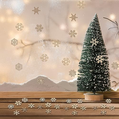 NOLITOY 50pcs Pieces Christmas Gift Tags Christmas Embellishment Snowflake Ornaments Snowflake Hanging Ornaments Wood Crafts Snowflake Decorations