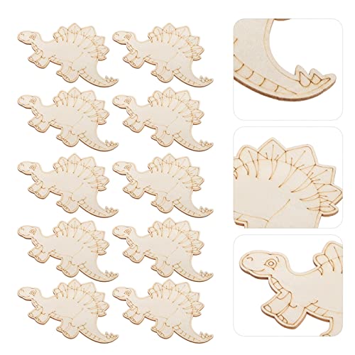 ABOOFAN 10 Pcs DIY Dinosaur Coloring Unfinished Dinosaur Toys Dinosaur Wood Slices Hollow Wood Animals Unfinished Wood Discs Dinosaur Craft Slices ABOOFAN