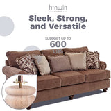 3 inch Mini Unfinished Wooden Bun Feet, Btowin 4Pcs Solid Wood Furniture Legs with Threaded 5/16'' Hanger Bolts & Mounting Plate & Screws for Sofa Btowin