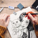 PANDAFLY Drawing Sketching Pencil Set, 22 Piece Pro Art Pencil Kit - Graphite Pencils (12B-2H), Black and White Charcoal Pencils, Charcoal Sticks, PANDAFLY