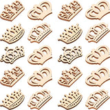 Amosfun 50PCS Wooden Pieces Crown Shape Wooden Pieces Hollow Out Wood Cutouts DIY Art Craft Embellishments Ornaments Amosfun