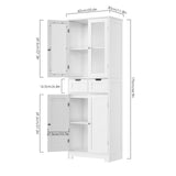 HORSTORS 67" Tall Storage Cabinet, Freestanding Pantry Cabinet with Glass Door and Shelves, Linen Bathroom Cabinet with 2 Drawers for Living Room, HORSTORS