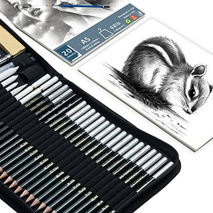 KALOUR 54-Pack Sketch Drawing Pencils Kit with Sketchbook,Include Graphite,Charcoal Pencils and Artists Tools,Pro Art Drawing Supplies for Adults - WoodArtSupply