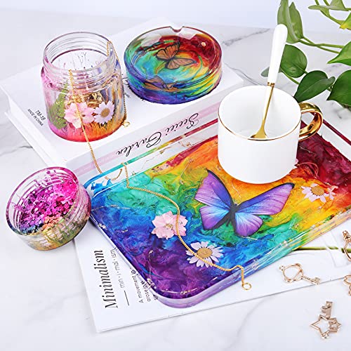 LET'S RESIN Resin Mold Silicone Kit with Resin Rolling Tray Mold, Ashtray Resin Jar Mold with Lid for Casting Resin,Epoxy Resin,DIY Storage Container LET'S RESIN