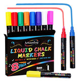 Artsunlvy 8 Colors Chalk Markers,Erasable, Non-Toxic, Water-Based, Reversible Tips, Chalkboard Markers for Kids,Adults,Signs, Windows, Blackboard,Dry Artsunlvy