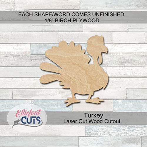 Turkey Wood Cutouts for crafts, Laser Cut Wood Shapes 5mm thick Baltic Birch Wood, Multiple Sizes Available - WoodArtSupply