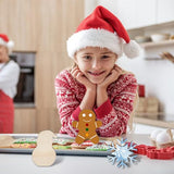 MAYJOYDIY 6pcs Christmas Snowman Tree Wooden Cutouts Santa Claus/Angels/Snowflakes/Gingerbread Man Christmas Ornaments Unfinished Wood for Christmas MAYJOYDIY