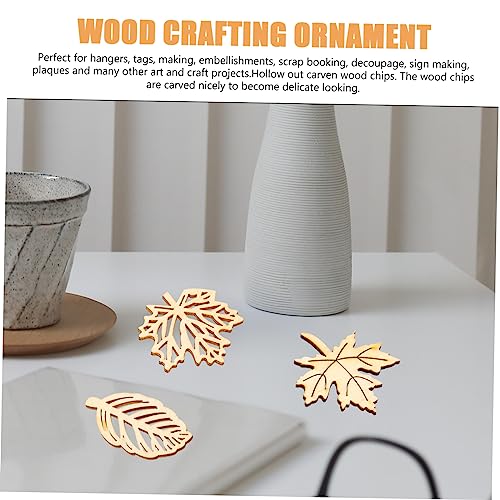 DECHOUS 40pcs Wood Decor Woodsy Decor Unfinished Wood Crafts Crafting Ornament Wood Ornaments for Crafts Maple Leaf Wood Decorations Wood Chips Patch DECHOUS