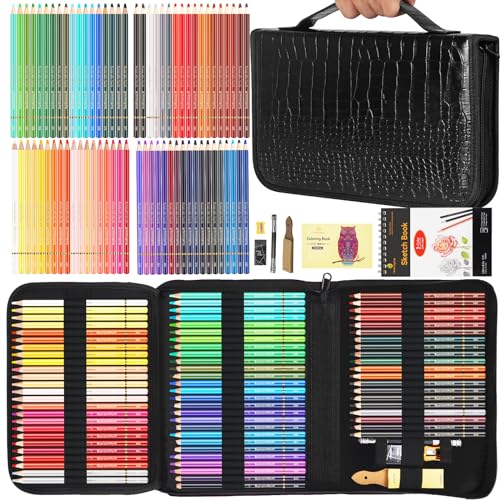 Heshengping 72 Color Artist Colored Pencils Set for Adult Coloring Books, Soft Core, Professional Numbered Art Supplies Drawing kit for Coloring - WoodArtSupply