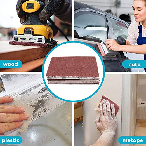 LotFancy 1/4 Sheet Sandpaper for Palm Sander, 50PCS 60 80 120 180 240 320 400 600 800 1000 Grit Sanding Sheets Assortment for Car and Wood, Plain LotFancy