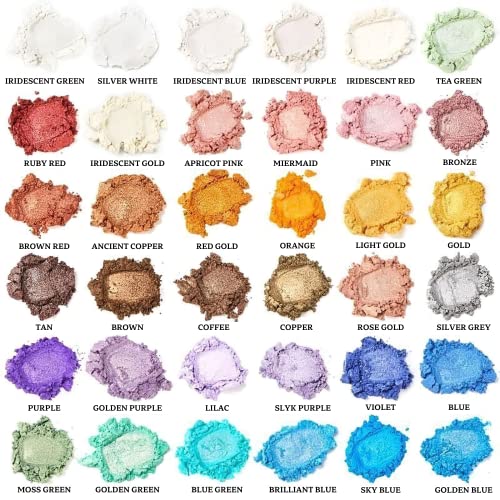 Smalltongue Mica Powder for Epoxy Resin, 36 Colors, 0.35 oz(10g) Bottles Mica Glitter Powder, Mica Pigment Powder for Lip Gloss, Soap Making, Bath Smalltongue