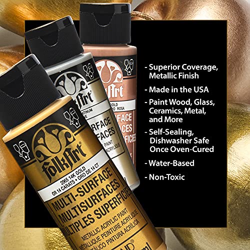 FolkArt Metallic Acrylic Craft Paint Set Formulated to be Non-Toxic that is Perfect for Beginners and Artists, 8 Count, 2 oz, 16 Fl Oz - WoodArtSupply