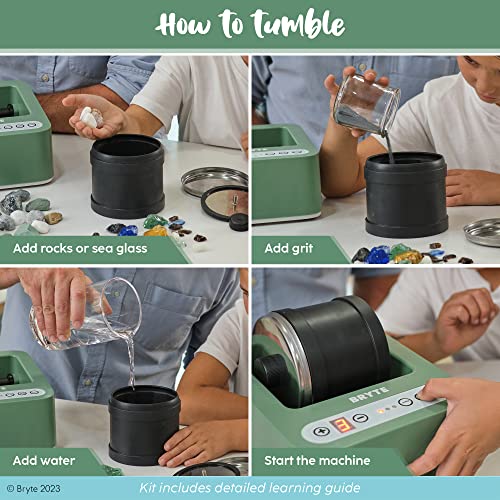 BRYTE Rock Tumbler - Mint | 3 Polishing Speeds & Dual Injection, Self-Cooling Premium Motor | Compact, Durable & Easy to Use | Professional Grade BRYTE